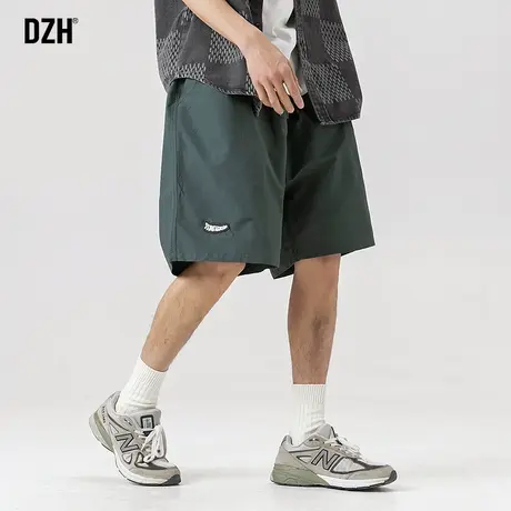 男士绿色短裤男款夏季休闲宽松潮牌五分裤宽松薄款裤子2023年新款商品大图