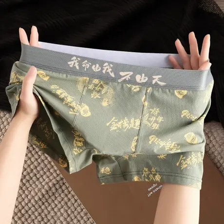 夏季薄款男士内裤男款纯棉透气运动舒适平角裤青少年中腰四角裤商品大图