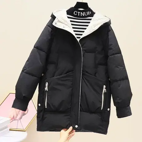 棉衣2023年新款女韩版棉袄女中长款宽松学生棉服加厚冬季连帽外套图片