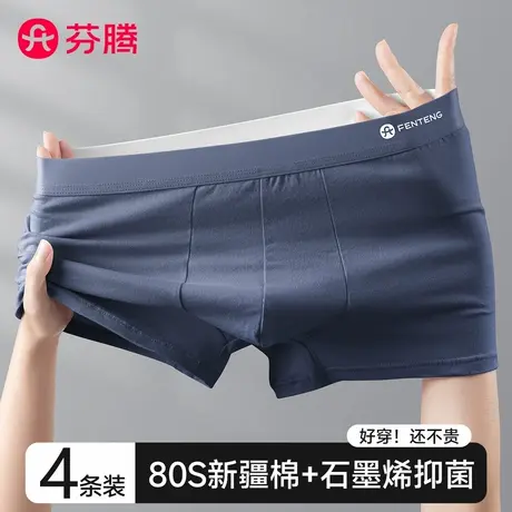 芬腾男士内裤男生纯棉抗菌四角裤头2024新款透气运动大码平角短裤商品大图