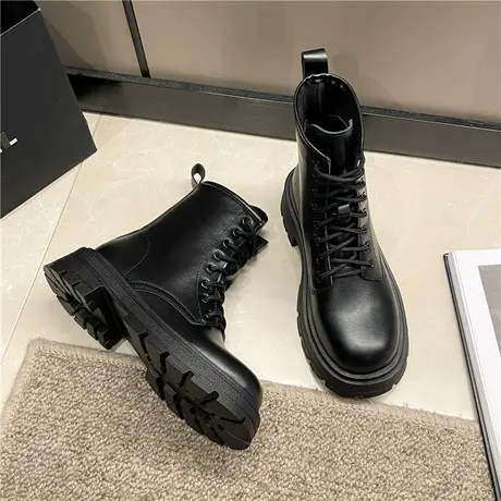 马丁靴女2023年新款英伦风春秋单靴增高夏季薄款显瘦瘦厚底短靴潮图片