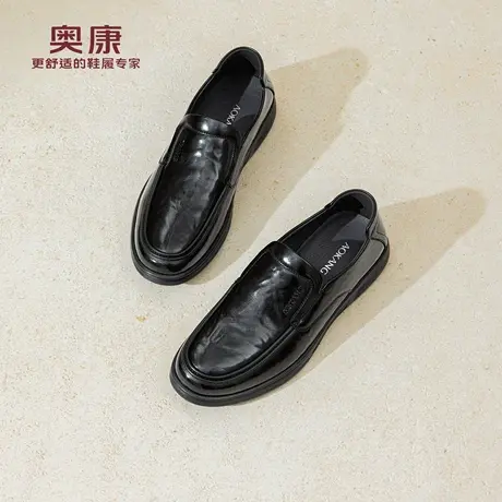 奥康 男鞋2025秋季新款真皮商务休闲皮鞋一脚蹬舒适套脚爸爸鞋N商品大图