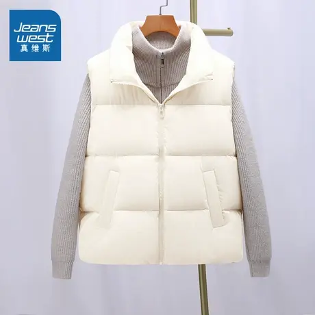 KMV真维斯棉服马甲女款2025新款秋冬季宽松韩版背心加绒加厚上衣图片