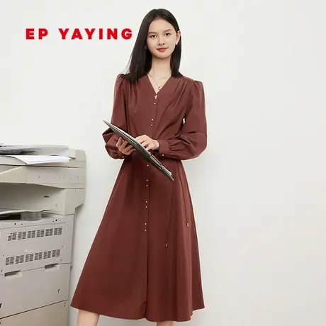 EP YAYING雅莹女装 赫本风泡泡袖收腰连衣裙 春装商场同款4621B图片
