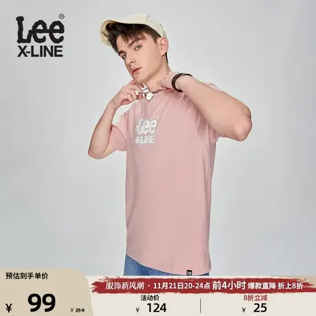 Lee23新品舒适版型logo印花粉色男短袖T恤LMT0053944LE图片