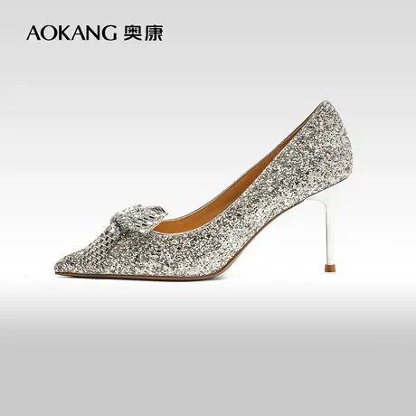 【门店发货】奥康女鞋 春秋季时尚气质尖头高跟鞋婚鞋宴会图片
