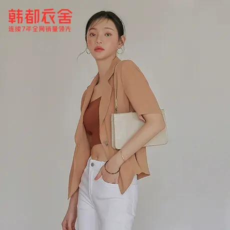 韩都衣舍夏新款女装韩版宽松显瘦日系古着短袖上衣外套PV9414图片