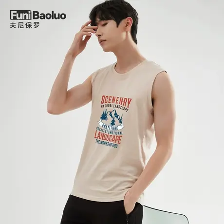 背心男纯棉无袖坎肩印花新款夏季无袖运动健身可外穿个性T恤衫潮商品大图
