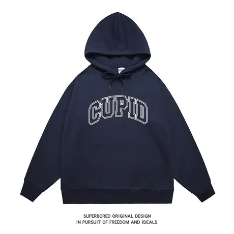 潮牌连帽套头卫衣男款2023秋季美式简约潮流字母印花宽松休闲帽衫商品大图