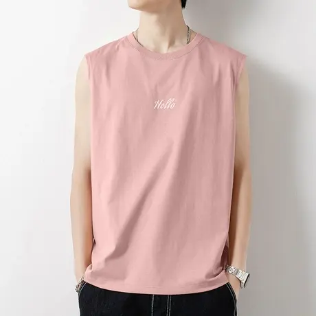 2024新款纯棉背心男士无袖t恤夏季薄款篮球跨栏宽松健身运动坎肩商品大图