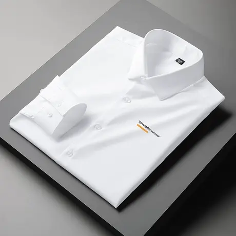春秋季衬衫男士长袖商务正装免烫白衬衣高级感轻熟风字母印花寸衫商品大图