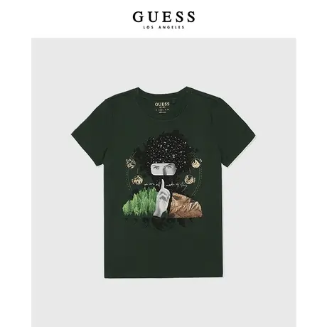 GUESS女士极简涂鸦街头潮流短袖T恤-W2BI31K9SN1商品大图