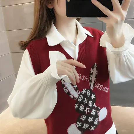 针织马甲背心女2023年新款设计感小众V领坎肩叠穿毛衣背心女外搭图片