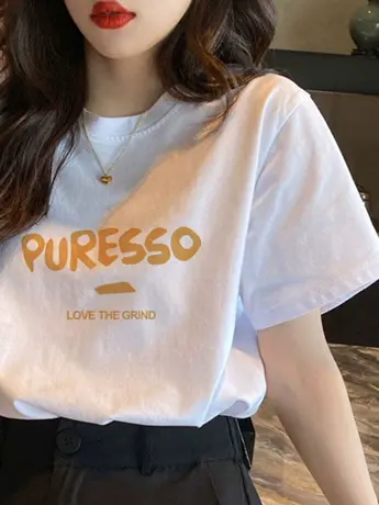 白色仿棉短袖t恤女2023新款夏季复古港味chic小众设计感正肩上衣商品大图