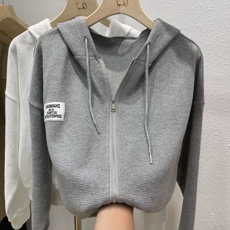 卫衣女设计感小众2025新款春秋薄款宽松韩版时尚连帽开衫上衣外套商品大图