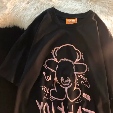 oversize胖mm短袖女ins潮2021年新款宽松半袖t恤夏大码女装情侣装图片