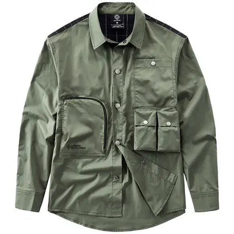 VIP多口袋长袖衬衫男士春秋工装衬衣宽松机能外套纯棉上衣ins潮牌商品大图