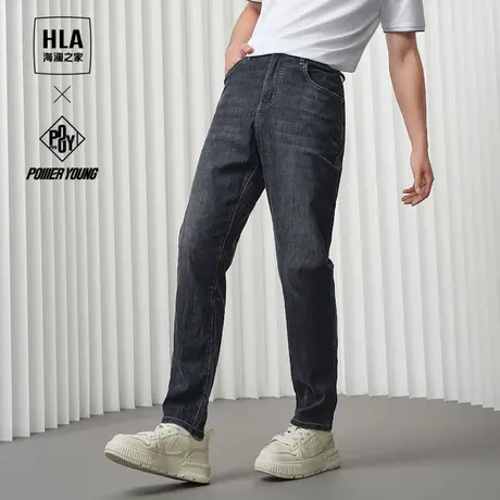 HLA/海澜之家凉感黑色宽松锥形牛仔裤春夏季新款休闲微弹裤子男士图片