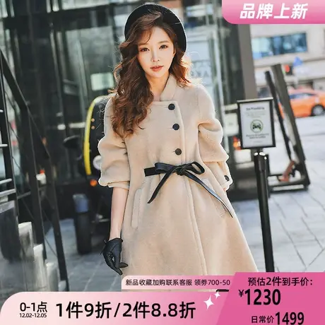 粉红大布娃娃秋冬皮草外套女年轻款风衣中长款收腰气质女神范大衣商品大图