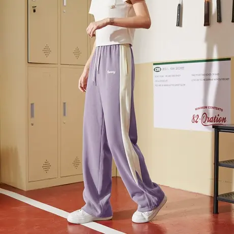唐狮美式辣妹运动长裤子高腰显瘦学院风宽松阔腿裤新女休闲裤A图片