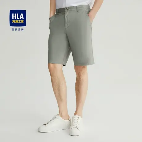 HLA/海澜之家2023热卖中腰休闲中裤纽扣弹力小标纯色简约五分裤男图片