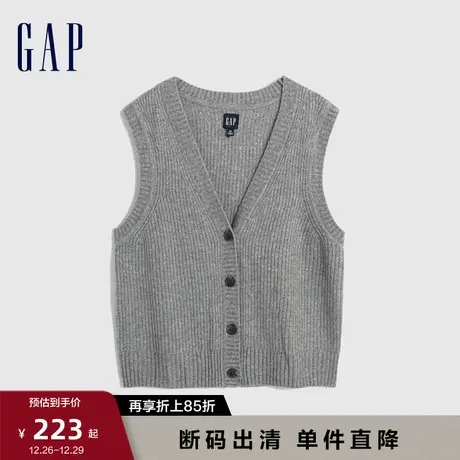 【断码优惠】Gap女装早春宽松廓形V领纽扣高级针织毛衣背心792237图片