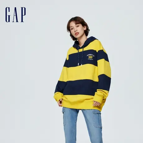 Gap男女装春季2024新款撞色条纹连帽卫衣时尚显瘦情侣装885518图片