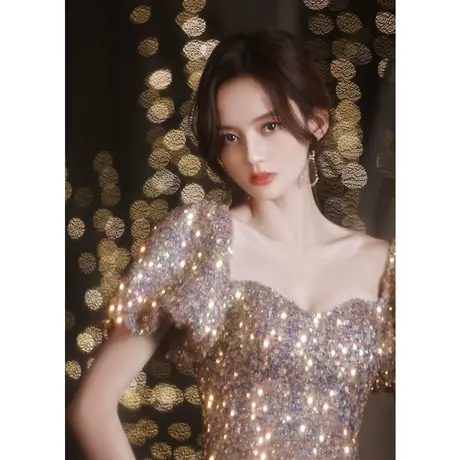 主持人法式晚礼服女2023新款夏季在逃公主小个子敬酒服新娘高级感图片