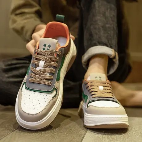 莆田男鞋春夏季潮牌休闲板鞋男士韩版真皮百搭运动小白鞋2024新款商品大图