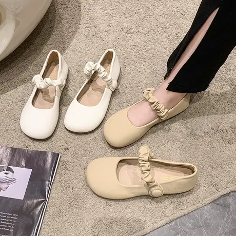 玛丽珍女鞋软皮2024春季百搭平底单鞋晚晚风温柔鞋软底舒适奶奶鞋商品大图