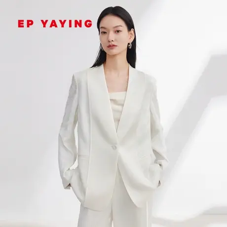 雅莹国风|民族系列 缎面醋酸提花暗纹西装外套女 2024春装1119A图片