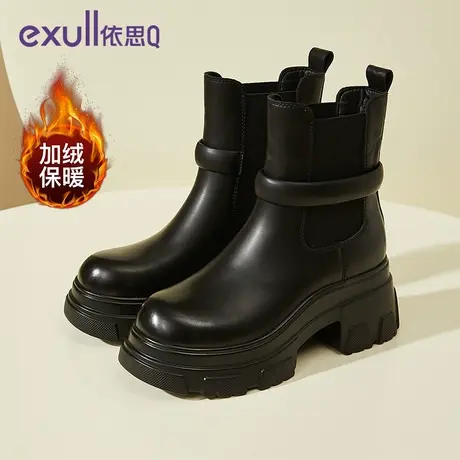 依思Q棉鞋2023冬季新款加绒马丁靴短靴女靴瘦瘦靴单靴切尔西靴女商品大图