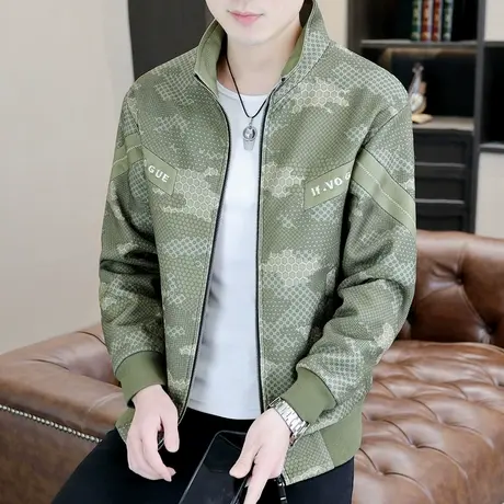 男士夹克春秋季韩版潮流休闲立领外套高端新款青年痞帅气男装上衣商品大图