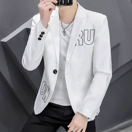 外套男士2022新款刺绣春季韩版潮流百搭款小西装ins时尚帅气西服商品大图
