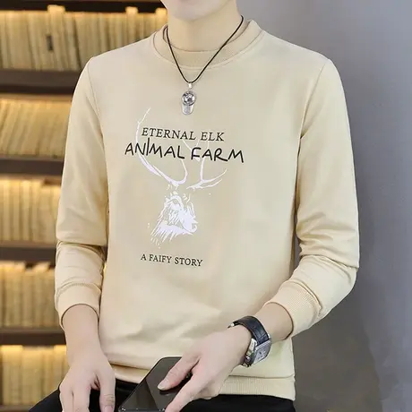 卫衣男2023春季长袖打底衫圆领上衣休闲运动时尚春秋百搭t恤男装商品大图