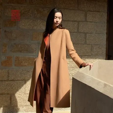 EP雅莹高端系列 纯羊绒气质收腰中长款大衣外套 商场同款8523A商品大图