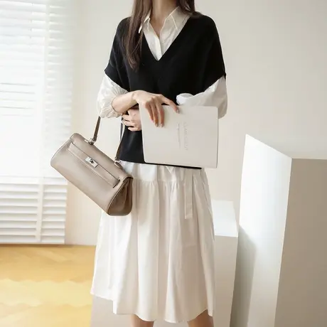 嘉茱莉秋装新款温柔风针织网红马夹潮流外穿短款韩版女士马甲背心图片