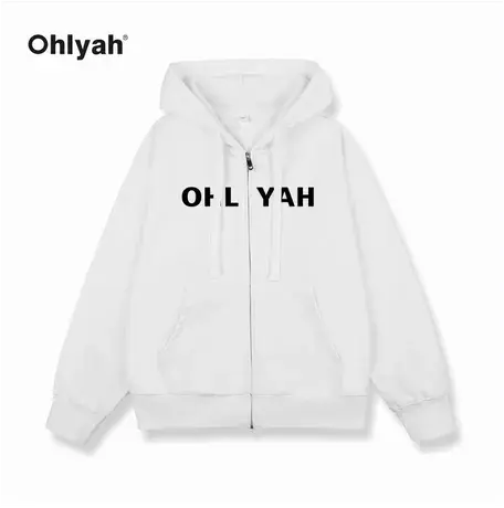 Ohlyah春秋季开衫卫衣男女同款潮牌宽松休闲连帽国潮拉链情侣外套商品大图