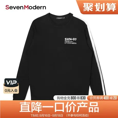 【清仓商场同款】柒牌奥莱男装潮牌SVNMDN针织衫舒适圆领长袖简约商品大图