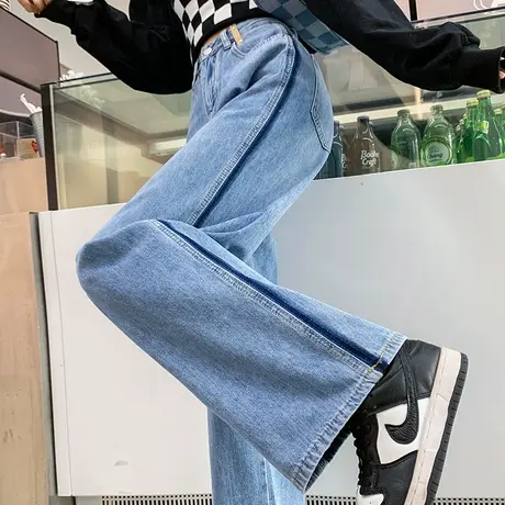 高腰阔腿牛仔裤女2023年春季新款直筒宽松显瘦ins百搭拖地裤子潮图片