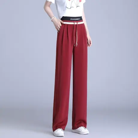 冰丝裤子女2023新款夏季薄款窄版阔腿裤高腰垂感显瘦直筒运动裤商品大图