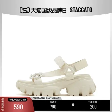 [定制小码32/大码40胖瘦脚]思加图2023夏厚底运动凉鞋女EBK30BL3A商品大图