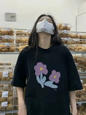 纯棉重磅设计感花朵短袖t恤女2023新款夏季宽松美式半袖上衣体恤图片