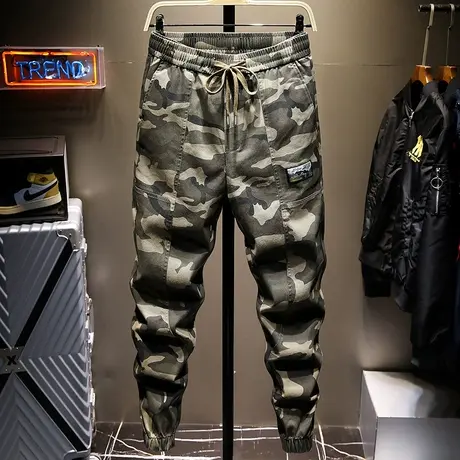 夏季款迷彩潮牌休闲裤男韩版潮流百搭束脚长裤男裤子小脚运动裤图片