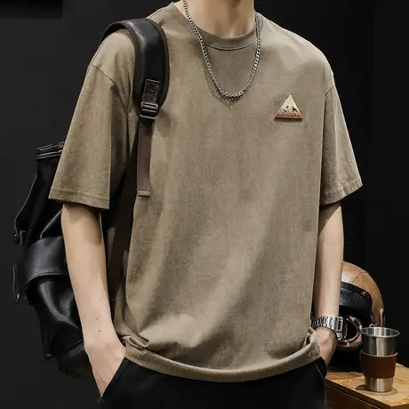 云染面料短袖t恤男士半袖夏季2023新款宽松大码潮牌男款体恤男装图片