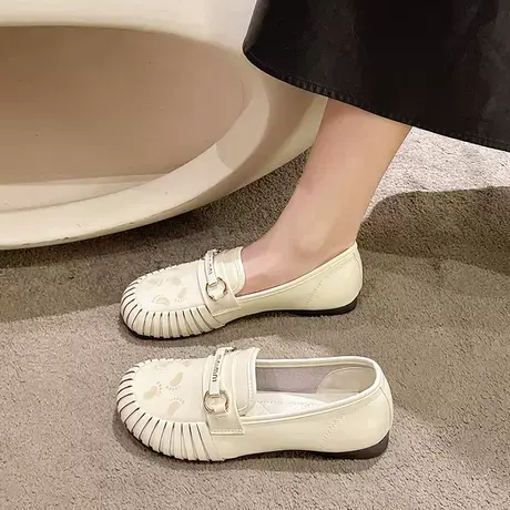 豆豆鞋女2023新款夏季甜美乐福鞋软底一脚蹬女鞋浅口舒适百搭单鞋商品大图