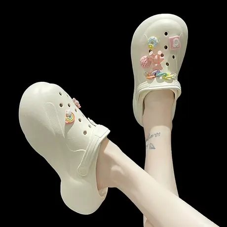 高跟洞洞鞋女夏季ins潮可爱卡通厚底包头外穿防滑时尚沙滩凉拖鞋商品大图