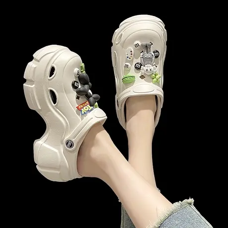 时尚松糕洞洞鞋女夏季厚底增高可爱气球狗沙滩包头防滑外穿凉拖鞋商品大图