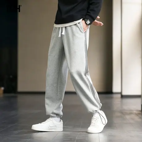 男士休闲灰色运动卫裤男ins潮牌港风抽绳束脚裤秋季宽松直筒裤子商品大图