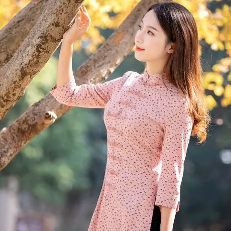 筠雅旗袍式上衣棉麻女装复古原创唐装改良版女时尚盘扣中式女装商品大图